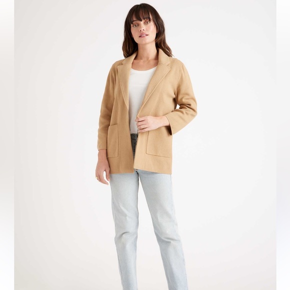 QUINCE 100% Organic Cotton Knit Blazer in Camel size Small - Picture 1 of 10